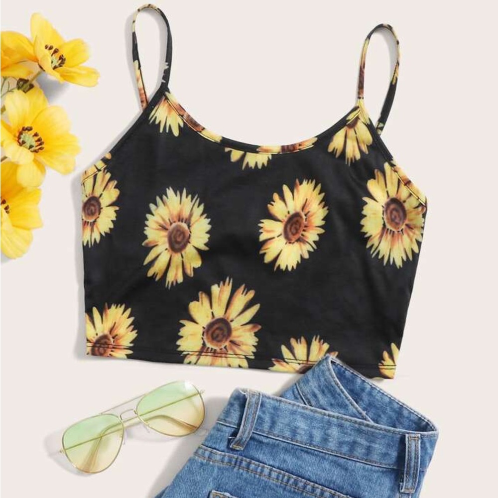 shein sunflower crop top